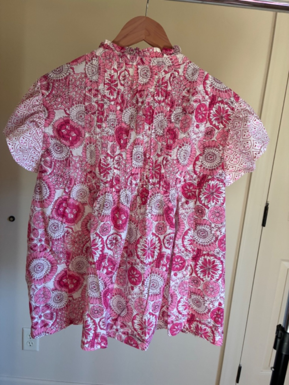 Miked Floral Print Peasant Button Up Peasant Blouse - Picture 5 of 9